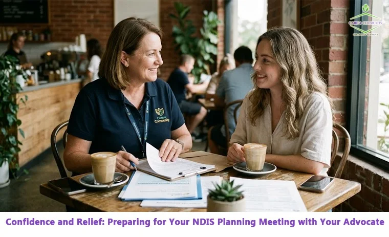Care 4 Community advocate helping a participant prepare for an NDIS planning meeting in Melbourne