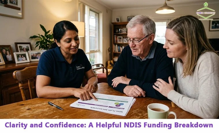 Care 4 Community staff helping a Melbourne family understand NDIS funding categories